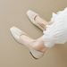 Square Head Single Shoes Women's Flat French Shallow Mouth One Pedal Doudou Shoes Gentle Soft Sole Ladyshoes_vogvips.com