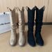 Duidui 2025 New Brown Maillard Western Cowboy Long Women High Tube Knight Boots_vogvips.com
