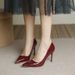 Women's High-heeled Shoes With Thin Heels Pointed Toes In Burgundy, Unique Design, Sexy And Elegant, Nude Shiny French_vogvips.com