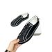 Striped White Ji Low-top Sneakers Genuine Leather Lace-up Trendy G Family Versatile Skate Simple Men's Shoes_vogvips.com