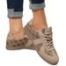 Retro style matching color flat lace-up casual shoes for women_vogvips.com