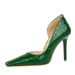 3287-3 Style Patent Leather Stone Pattern Shallow Cut Side Hollow Square Toe Single Shoe High Heels Women's Shoes_vogvips.com