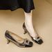 Women's Stiletto High-heeled Shoes, New French-style Color-blocking, Light Luxury, With Rhinestone Buckle, Square Toe,_vogvips.com