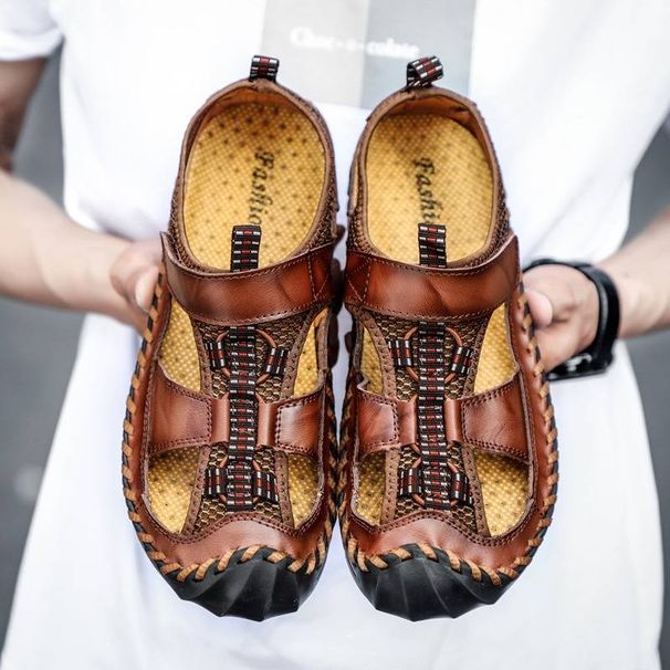 New Men's Baotou Sandals Men's Casual Outdoor Large Size Soft Sole Men's Shoes Fashion Real Cowhide Sandals Wholesale_vogvips.com