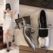 Medium Heel Mary Jane Shoes French Princess Silver Coarse Heel Waterproof Table Single Shoes Women's Small Silver Shoes_vogvips.com