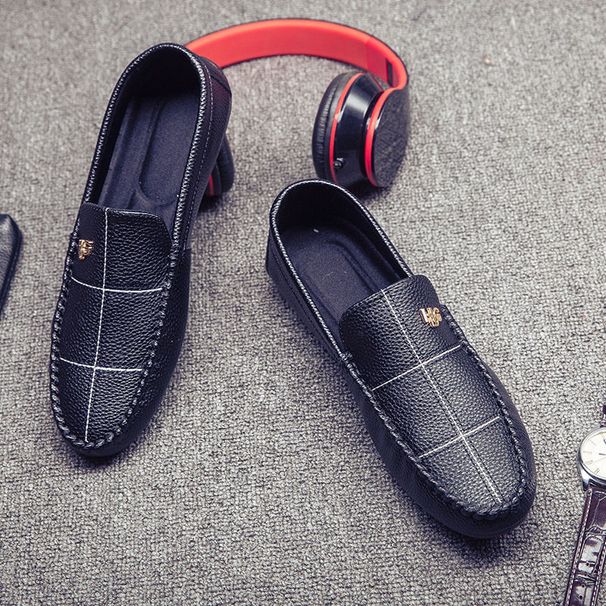 Suitable For All Seasons 2025 Spring Loafers Men Korean Fashion Slip-On Lazy Casual Leather Shoes Business One-Push Trendy Sen Sheng_vogvips.com