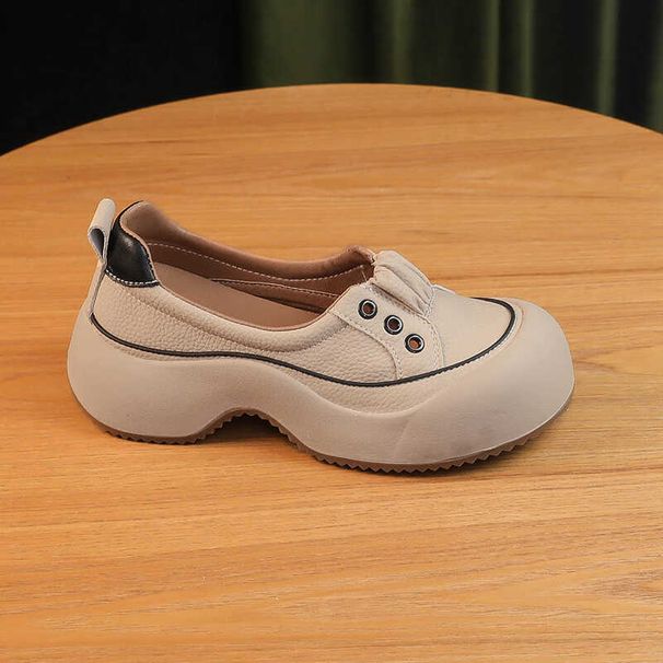 2025 Summer Autumn New Fashionable Height Increasing Round Head Shallow Mouth Breathable Versatile Single Shoe, One Step_vogvips.com