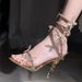 Rhinestone Snake-shaped Winding High-heeled Shoes, 2026 New Model, Sexy Stiletto, Elegant One-strap Fairy-style Stunning_vogvips.com