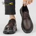 German Camel Dynamic Genuine Men's Thick Business Leather Non-Slip Wear-Resistant Soft Sole Lace-Up Dad Shoes_vogvips.com