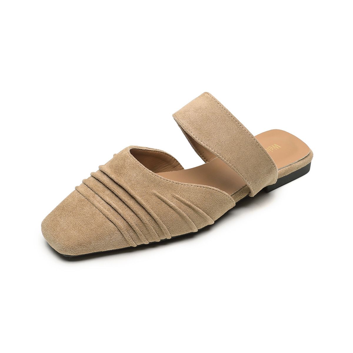 206-2 French-style Closed-toe Slippers Women, New Vintage Pleated Slip-on Mules For Spring And Summer_vogvips.com