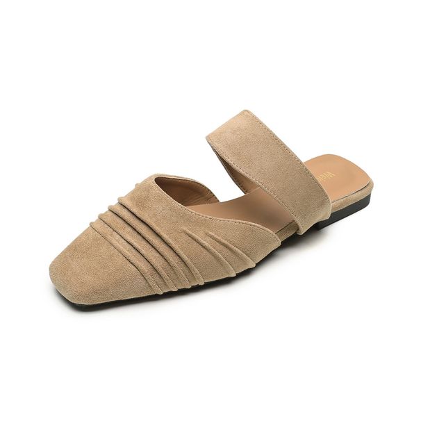 206-2 French-style Closed-toe Slippers Women, New Vintage Pleated Slip-on Mules For Spring And Summer_vogvips.com