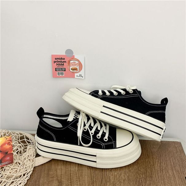 Thick-soled Canvas White Sneakers For Female Students, Original And Versatile Board Shoes, Single Shoes For Girls, Versatile Sports Shoes, Bestsellers_vogvips.com