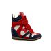 Women's Color Block Height Increasing Sneakers Velcro Closure Thick Soled Casual Shoes Versatile Spring_vogvips.com