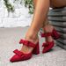 Women's Shoes Party Party Red High Heels Sandals Thick Heels High Heels Fashion Pointed Buckle Simple High Heels_vogvips.com