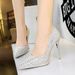 3255-15 Style Banquet Slim Super High Heels, Waterproof Platform, Shallow Mouth, Pointed Sequins, Single , Women's_vogvips.com