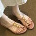 Women's Summer Flip-flops For Outdoor Wear 2026 New Bohemian Style Niche Rhinestone Mid-heel Sandals To Match Skirts_vogvips.com