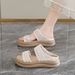 Women's Shoes Hollow One-word Slippers Half-drag Feet Wide Feet Fat Cool Slippers Outer Slippers Beach Cool Slippers_vogvips.com