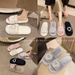 New Fashion Rhinestone Pearl Heart Furry For Women Autumn Winter Home Warm Floor Cotton Slippers_vogvips.com