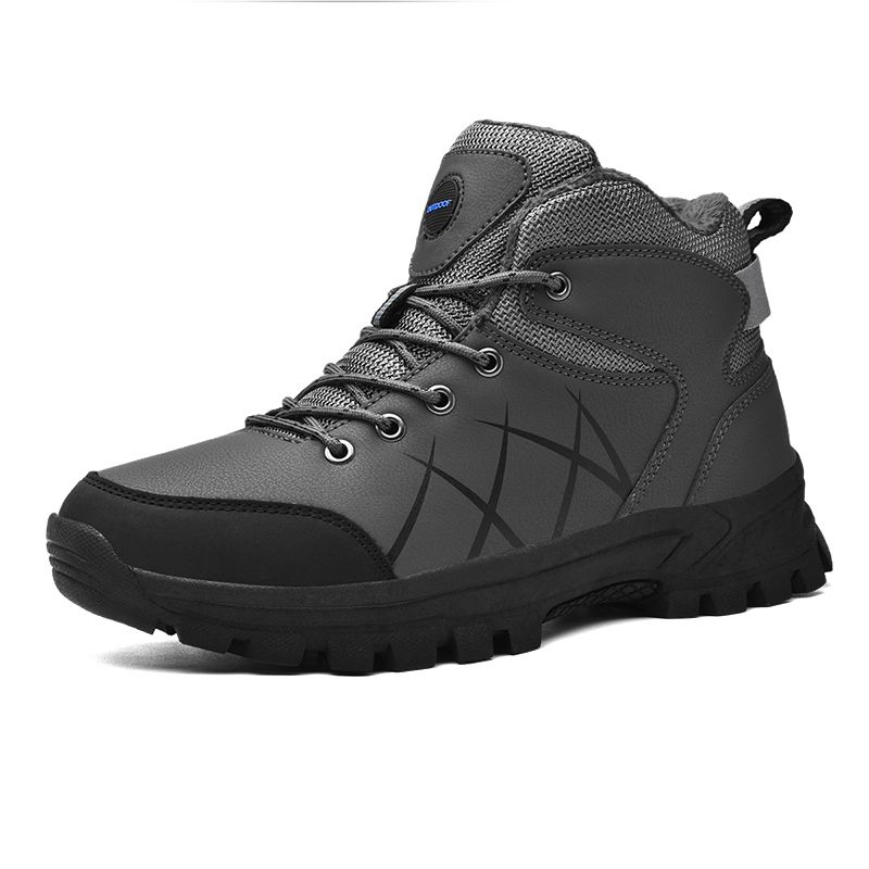 Winter Men's Boots High Top Hiking Shoes Warm Plush Ankle Boots Waterproof Leather Sneakers Outdoor Male Hiking Boots Work Shoes_vogvips.com