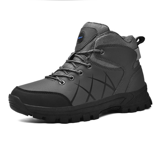 Winter Men's Boots High Top Hiking Shoes Warm Plush Ankle Boots Waterproof Leather Sneakers Outdoor Male Hiking Boots Work Shoes_vogvips.com