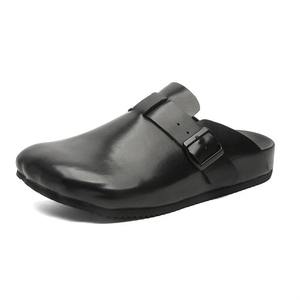 Hot-selling Men's Leather Muller Loafers Slip On Slippers Business Shoes Man Half Drag Moccasins Casual Walking Footwear_vogvips.com