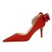 3226-AH36M Korean Fashion Banquet Women's High Thin Heels, Shallow Mouth, Pointed Side Hollow Back Bow Single Shoes_vogvips.com