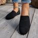 New Spring/Summer Flyknit Flat Bottom One Step Mom Shoes Fashion Round Head Solid Color Casual Single Shoes For Women_vogvips.com