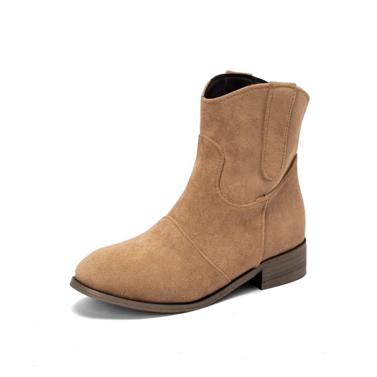 Fashion Women's Low-Cut Suede Ankle Boots – Comfortable Slip-On Casual Booties With PU Upper & Rubber Sole (Sizes 34-48)_vogvips.com