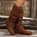 Women's Plus Size Suede Round Toe Slouch Boots Side Zipper Winter Style Pleated Western Boot_vogvips.com