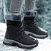 Women'S Winter Boots-Light Beige Fleece-Lined Mid-Calf Boots With Plush Faux Fur Trim, Thick TPR Sole&Lace-Up Design For Outdoor Sports,Gift For Women_vogvips.com