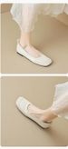 Square Head Single Shoes Women's Summer Flat Bottom Retro One-pedal Doudou Shoes Shallow Mouth Soft Sole Ballet Shoes_vogvips.com