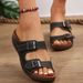 New Large Thick Bottom Belt Buckle One Word Slippers For Women, Slope Follow, Stitching, Open Toed Beach Sandals_vogvips.com