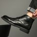 2026 Top High Men's Martin Brogue British Work Cowhide Handmade Casual Thick Sole Leather Boots With Fleece Lining_vogvips.com