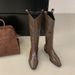 V-Neck Thick Heel Long For Women, Autumn And Winter 2025 New Style, Square Toe Fashionable Short Boots, Knee-High Boots_vogvips.com