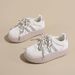 Women's Lightweight Leather Training Shoes With Mesh Lining, Round Toe, Low Heel, Solid Color, Spring Summer Breathable Casual Footwear_vogvips.com