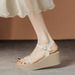 Wedge Heel Sandals Women's One-word Sandals Wear Thick-soled Rhinestones With Skirts, Beach High Heels_vogvips.com
