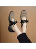 Matte Mary Jane Shoes Women, New Style, Thick-soled, Lace-up, Round-toed, Shallow-cut Single Shoes_vogvips.com