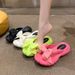 Fashion Bowknot Platform Flip Flop For Women Summer Beach Non Slip Wedge Slippers Woman Thick Sole Clip Toe Slides_vogvips.com