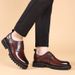 Business casual leather shoes round head increase shoes Leather soft soled formal men's shoes thick soled loafers_vogvips.com