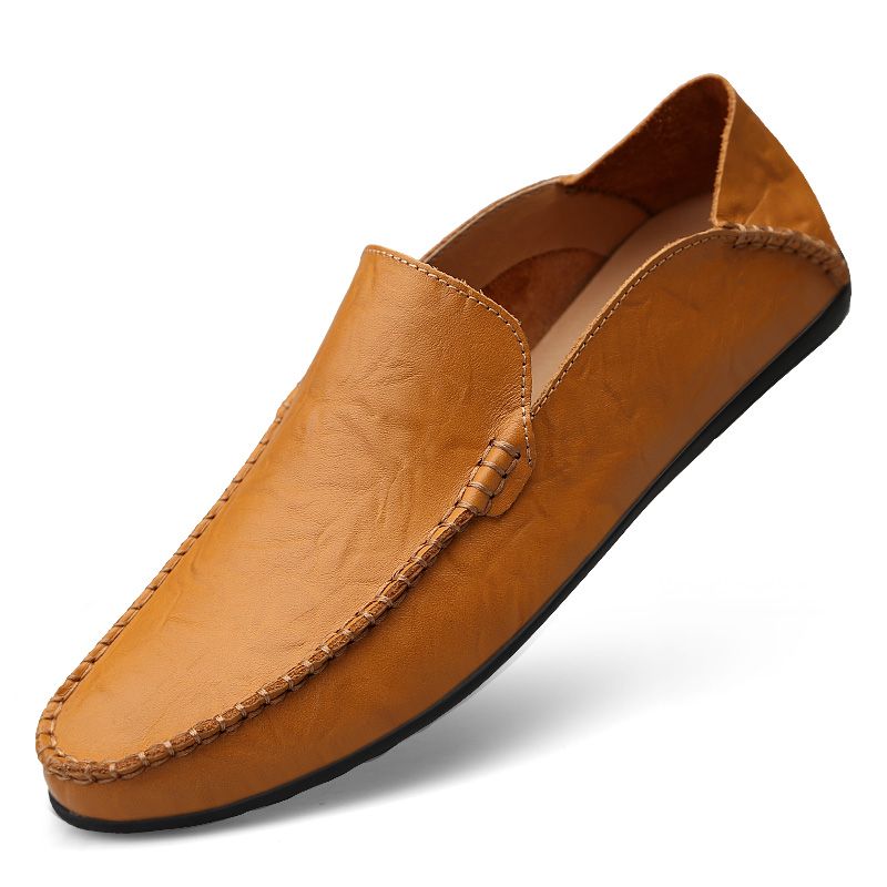Genuine Leather Men Casual Luxury Brand 2020 Italian Mens Loafers Moccasins Breathable Slip On Boat Shoes Plus Size_vogvips.com