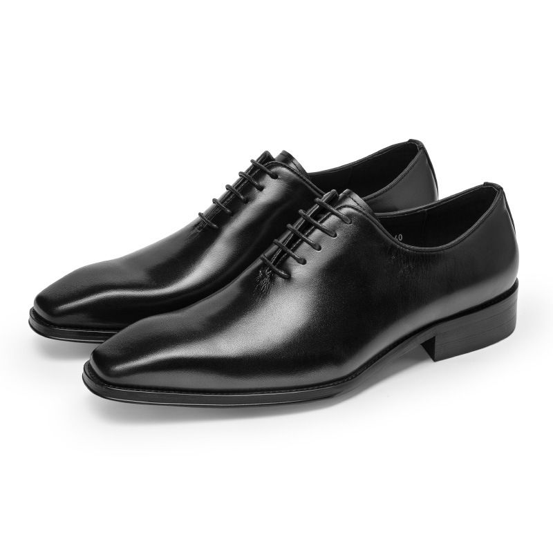 Leather Shoes Men's Brock Business Dress Wholesale Casual Summer Genuine Leather Hand-polished Small Square Head Wedding Men's Shoes_vogvips.com