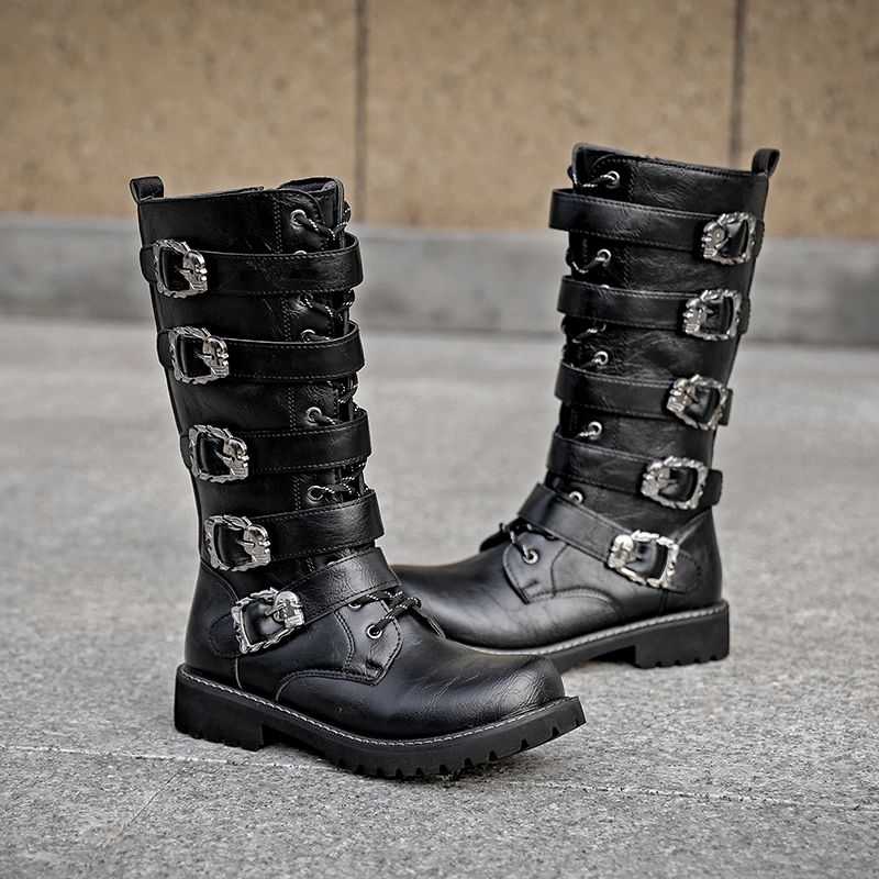 New Leather Spring Men's Shoes High-top Men's Heightening Tooling Martin Boots_vogvips.com