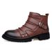 Handmade Punk Motorcycle Boots Men's Leather Leather Boots Wind Martin Boots Tooling Short Boots_vogvips.com