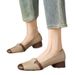 Soft-soled Women's Shoes, Light-mouth Single Shoes, One-pedal Color Matching Round Head Low-heeled Work Small Leather Shoes_vogvips.com