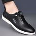 Suitable For All Seasons Summer New Men's Versatile Breathable Hollow White Sole Soft Surface Non-Slip Slip-On Driving Casual Leather Shoes_vogvips.com