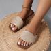 Summer Cross-strap Square-toed Fabric Slip-on , Foreign Trade Flat Beach For Women, Large Size Women's_vogvips.com