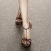 Spring And Summer New Open Toe Sandals One Word Buckle Leopard Print Women S Stiletto Super High Heels Sexy CM_vogvips.com