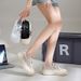 Round Head White Shoes Student Casual Muffin Shoes Hollow Breathable Casual Big Head Shoes_vogvips.com