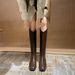 333 Internal Growth Tube For Women Winter Fleece-Lined Black Petite Over-the-Knee Chunky Heel Wetern Cowboy Riding_vogvips.com