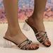 Spring New Square Head Open Toe Sexy High Heels Slippers_vogvips.com